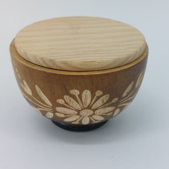 Wooden Trinket Wooden Box Bow Hand Carved Flower - Picture 9 of 12